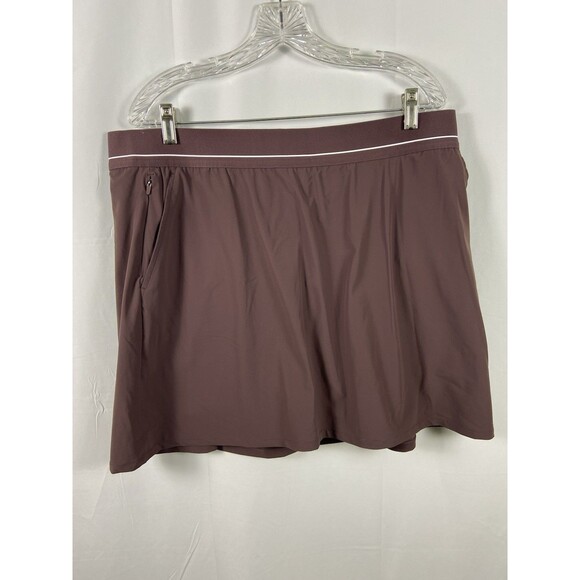 Women’s Brown Resort Skort Sz XL 2 Slash Pockets 2 Zip Pockets Pull On Stretch - Picture 1 of 12